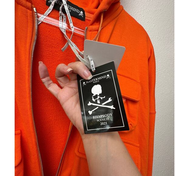 NWT Mastermind World Orange Multi-Pocket Utility Zip Hoodie Men’s M - Picture 9 of 16